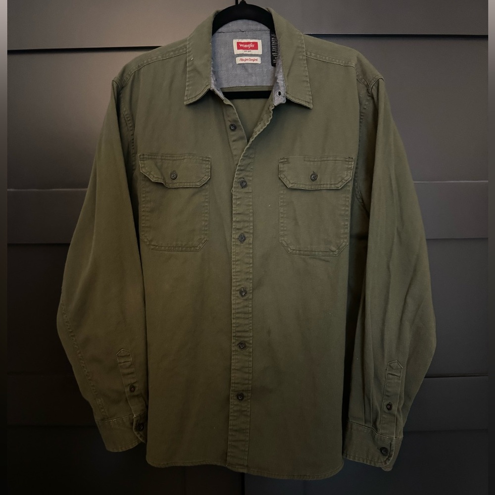 Wrangler Olive Work Shirt - Large